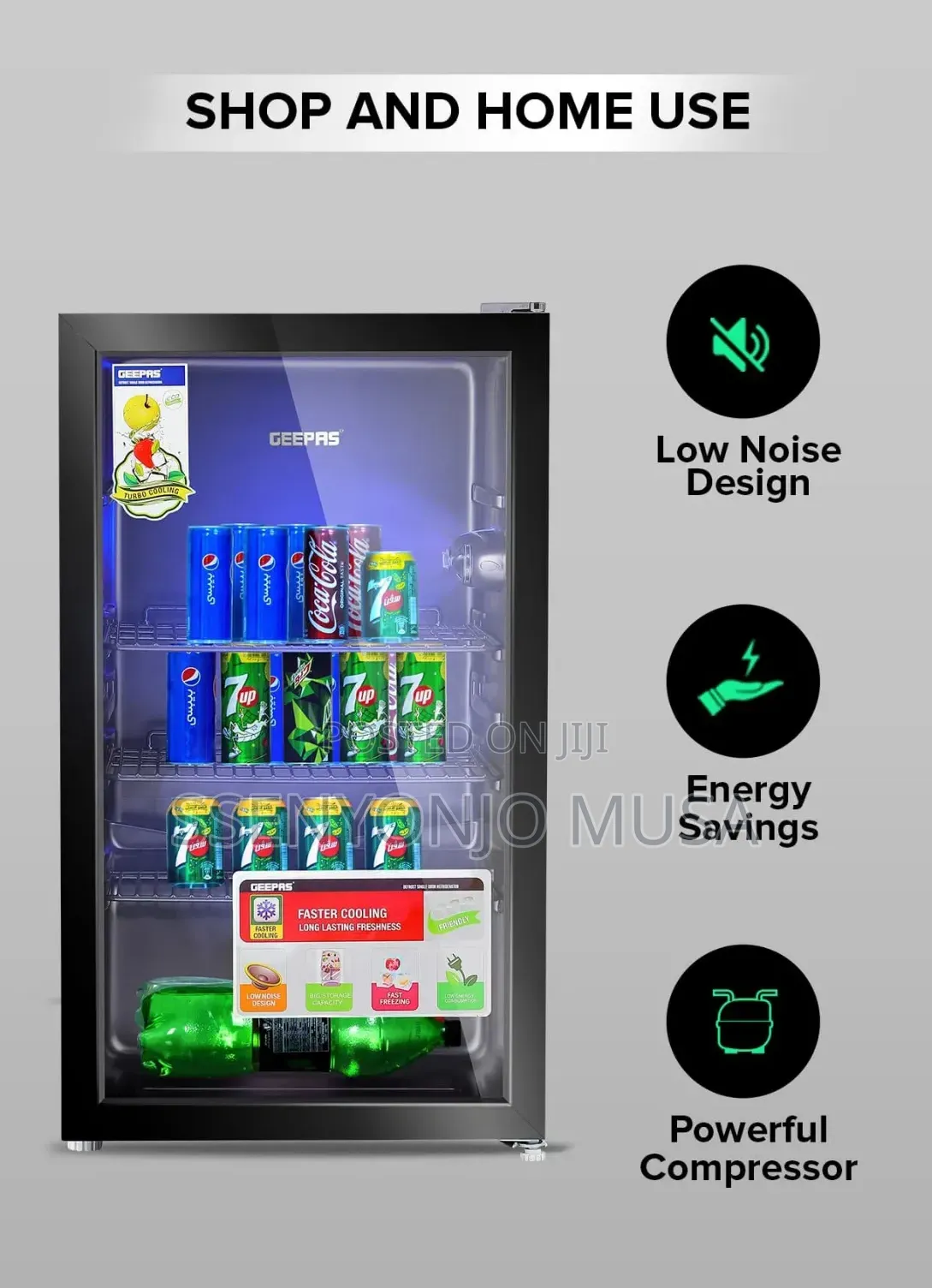 Geepas 120l Showcase Chiller – Glass Door Beverage Fridge