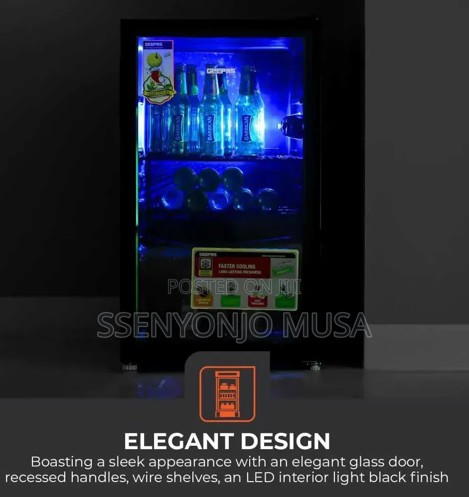 Geepas 120l Showcase Chiller – Glass Door Beverage Fridge