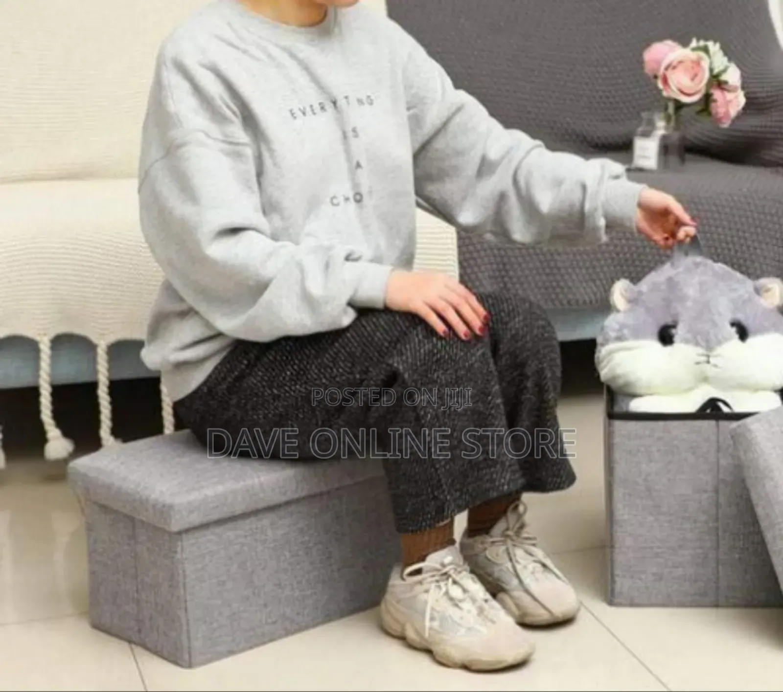 Versatile Fabric Storage Ottoman and Seating Bench