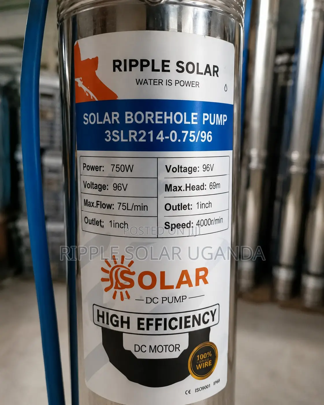 750w Solar Borehole Pump 69m Head 96v Dc Stainless Steel Water Pump
