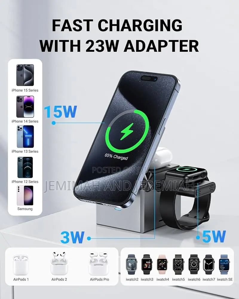 3-in-1 Desktop Wireless Charging Station.