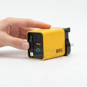 80w Gan Charger With Retractable Type-C Cable Fast Charging Adapter