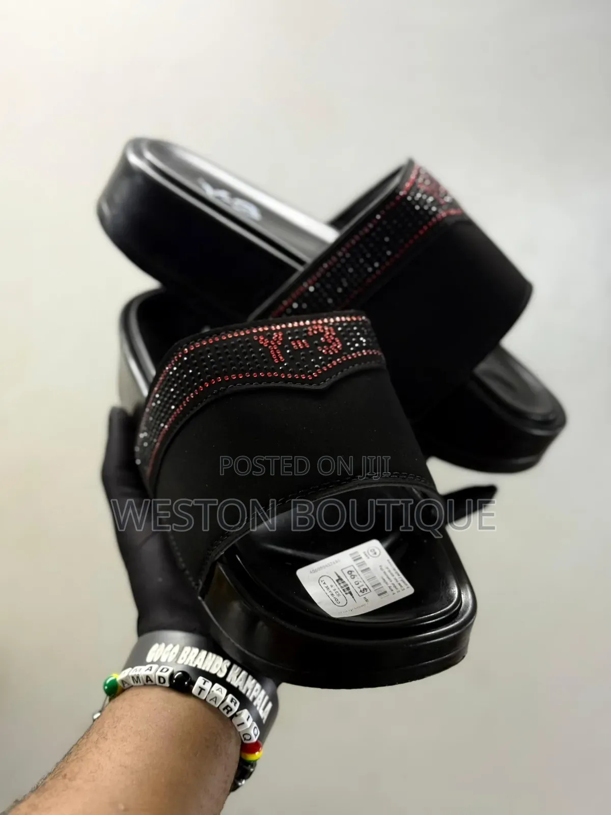 Y-3 Black Design Slides for Men