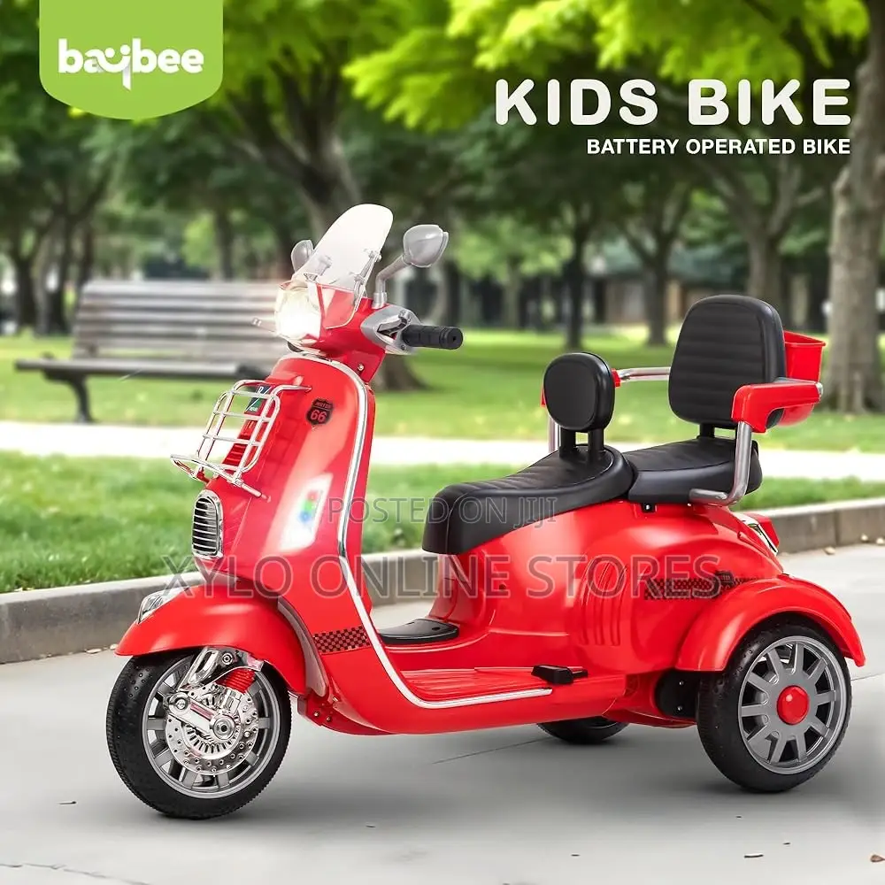 2 Kids Carrier Electric Motorbike Scooter Red