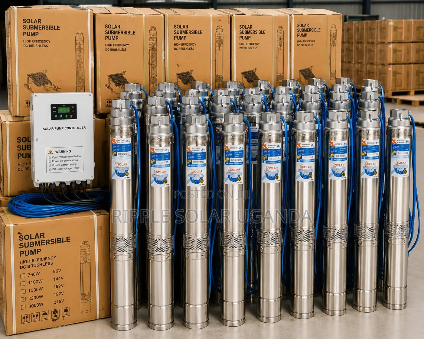 750w Solar Borehole Pump 29m Head High Flow 96v Deep Well Water Pump