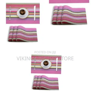 6 Pieces of Placemats Table Mats With a Runner - Pink