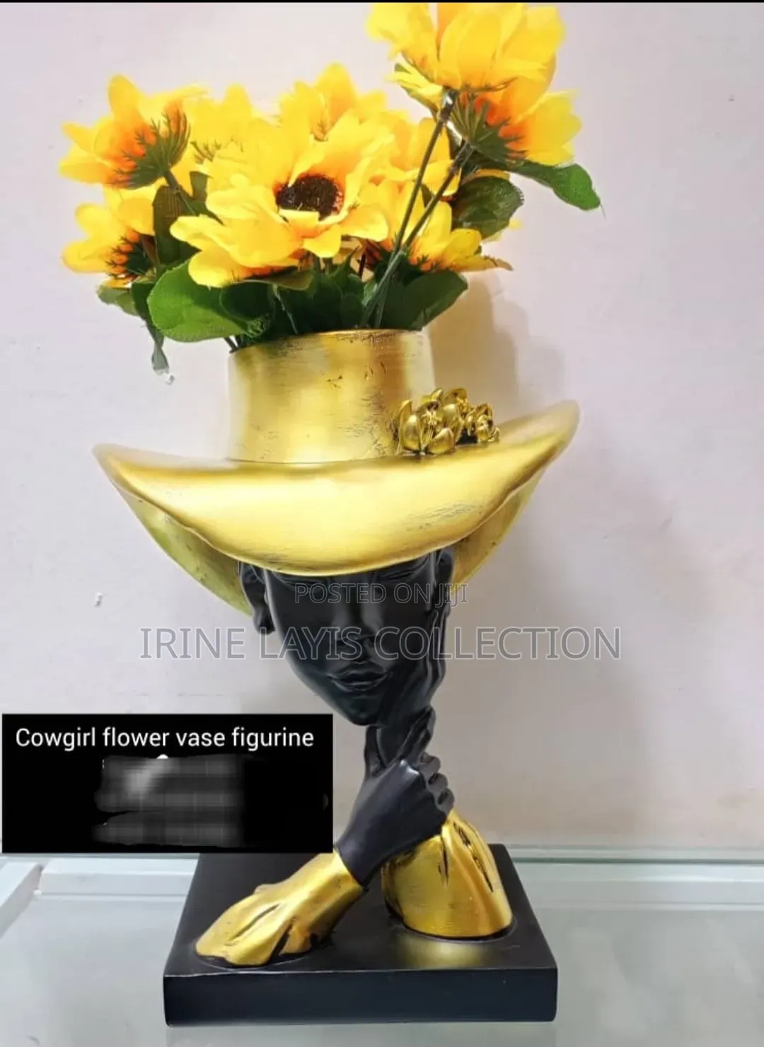 Cowgirl Flower Vase Figurine
