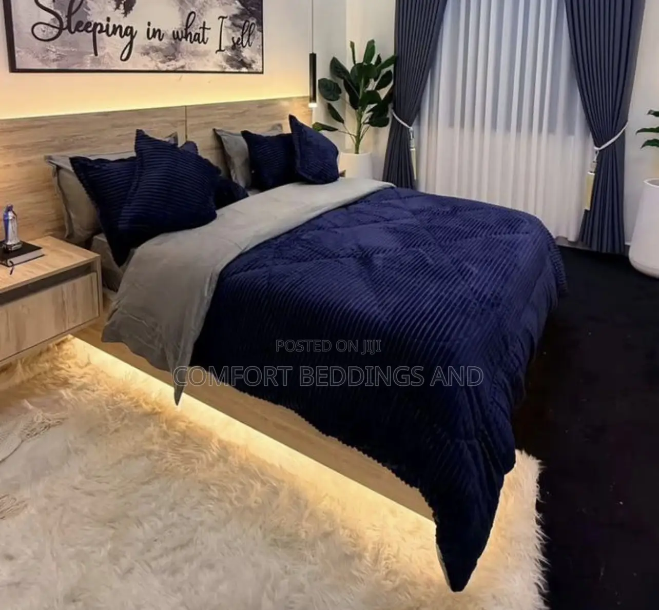 Four Pieces Coral Duvet Navy Blue