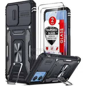 Moto G54 Case, With Camera Lens Cover Slider, 2 Screen Protectors