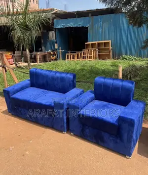 Royal Blue Velvet Tuft Lounge Set 
