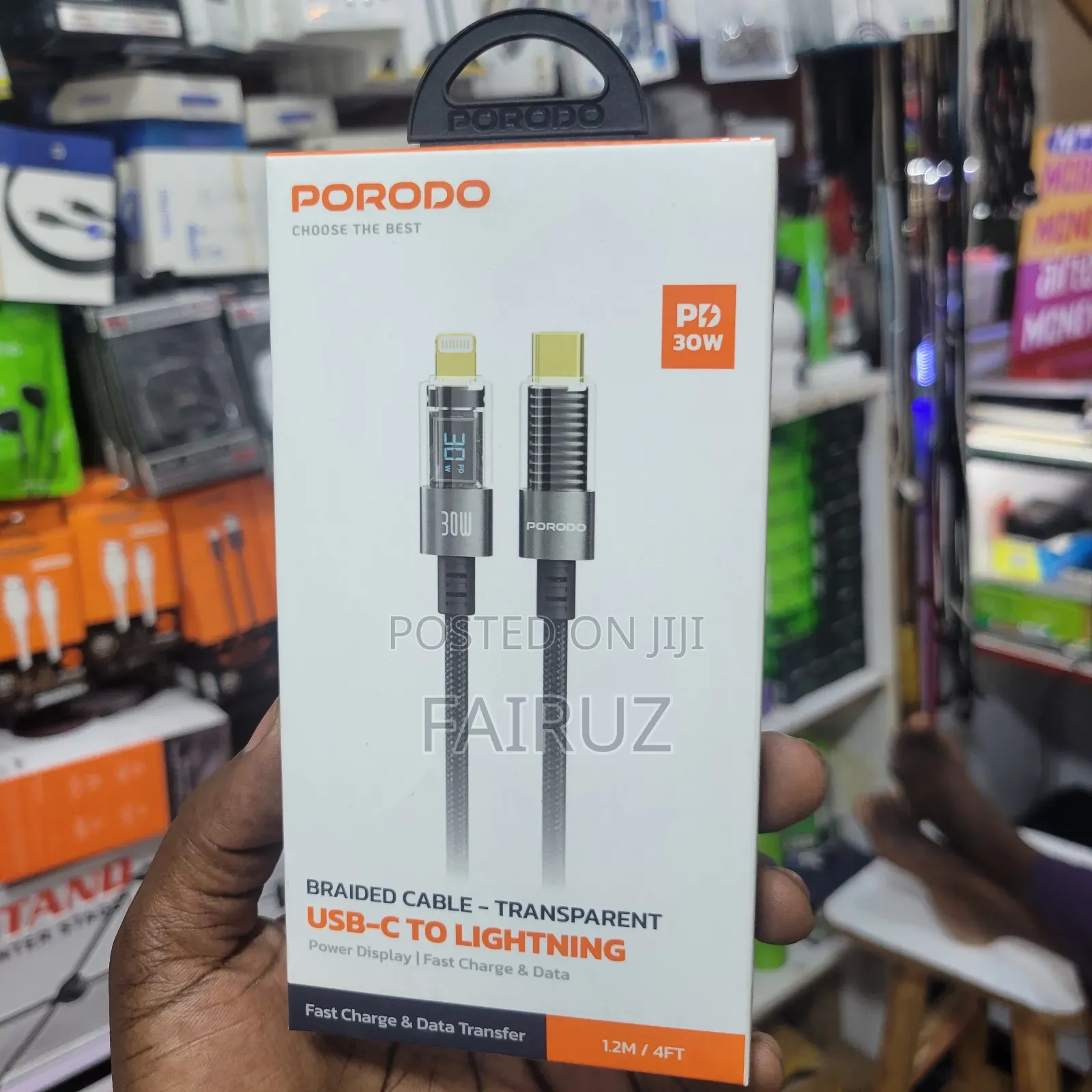 Pd 30w Braided Cable Transparent Usb-C to Lightning