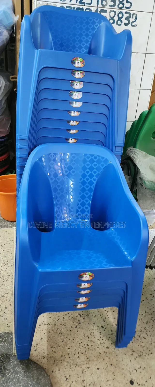Plstic Blue Armed Sofa Chair