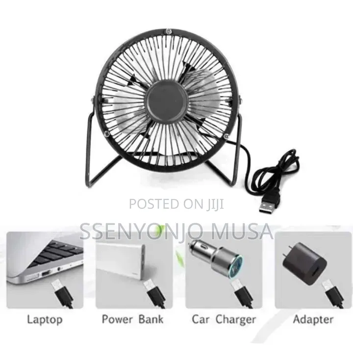 Mini Usb Fan Portable Metal Cooler – 4-Blade Silent Desk Fan.
