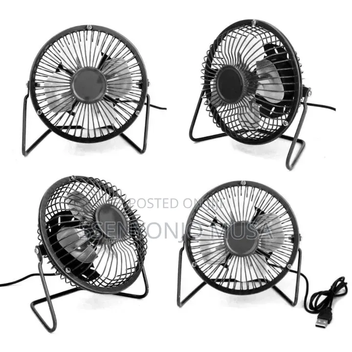 Mini Usb Fan Portable Metal Cooler – 4-Blade Silent Desk Fan.
