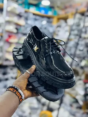 Shiny Big Sole School Shoes Non Polish