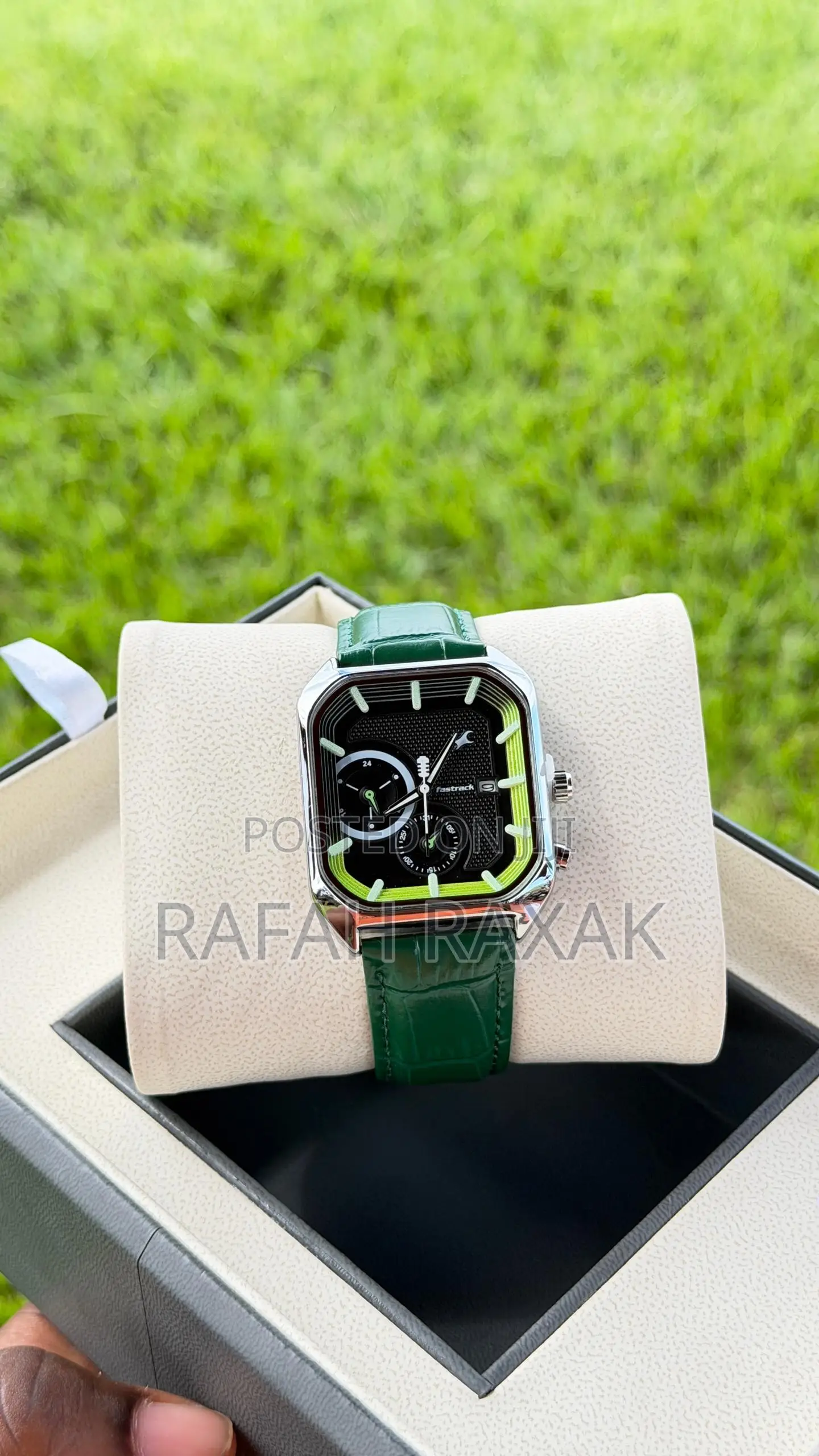 Fastrack Groove Multifunction Black Dial Leather Strap Watch