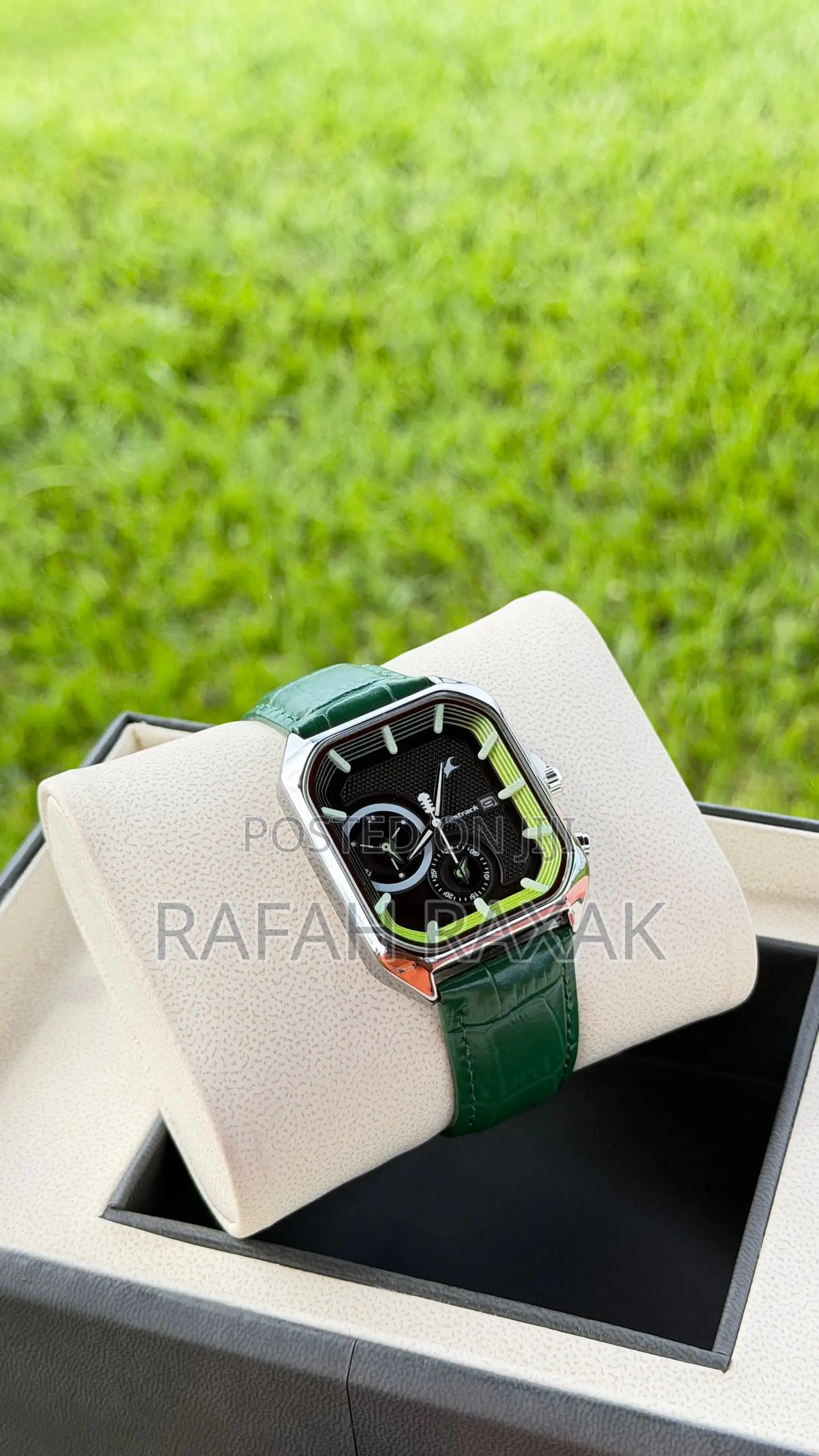 Fastrack Groove Multifunction Black Dial Leather Strap Watch
