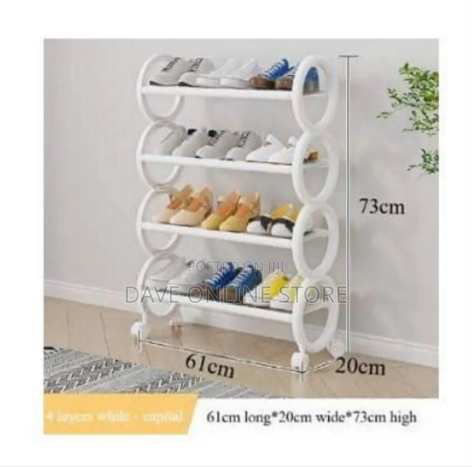 4-Tier Rolling Shoe Rack