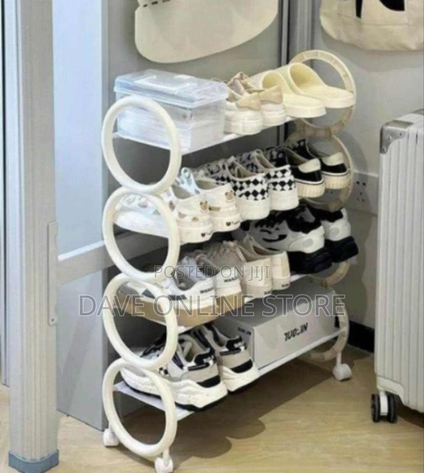 4-Tier Rolling Shoe Rack