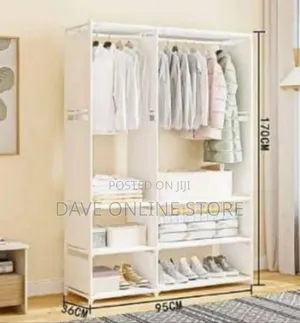 Spacious Double-Row Portable Fabric Wardrobe With Storage Shelves