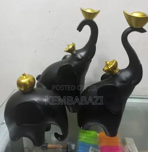 3pieces Ceramic Decor Elephant Figurines