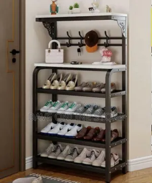 Multi-Tier Entryway Organizer Rack With Shoe Storage Hanging