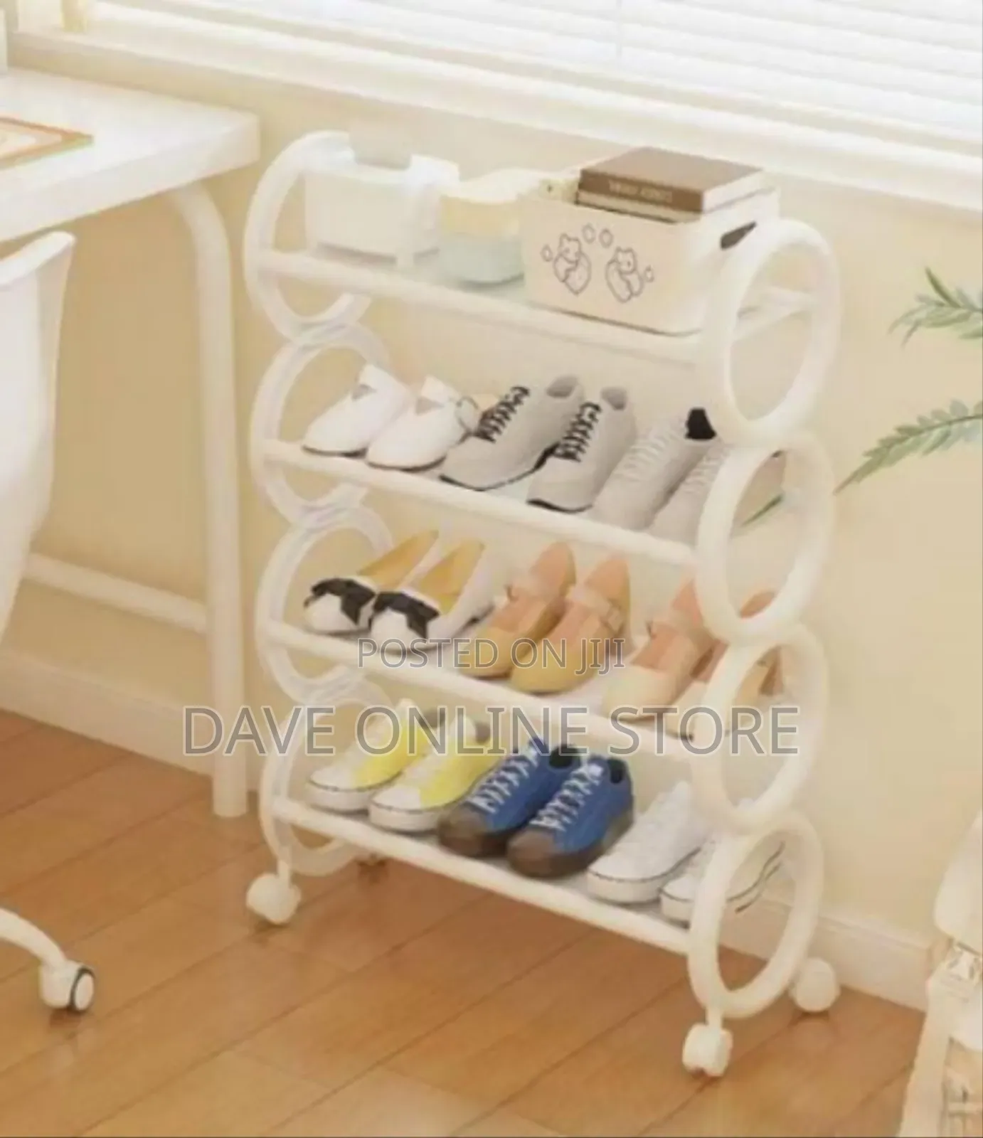 4-Tier Portable Rolling Shoe Rack Organizer
