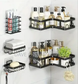 Versatile 5-Piece Adhesive Bathroom Organizer Set