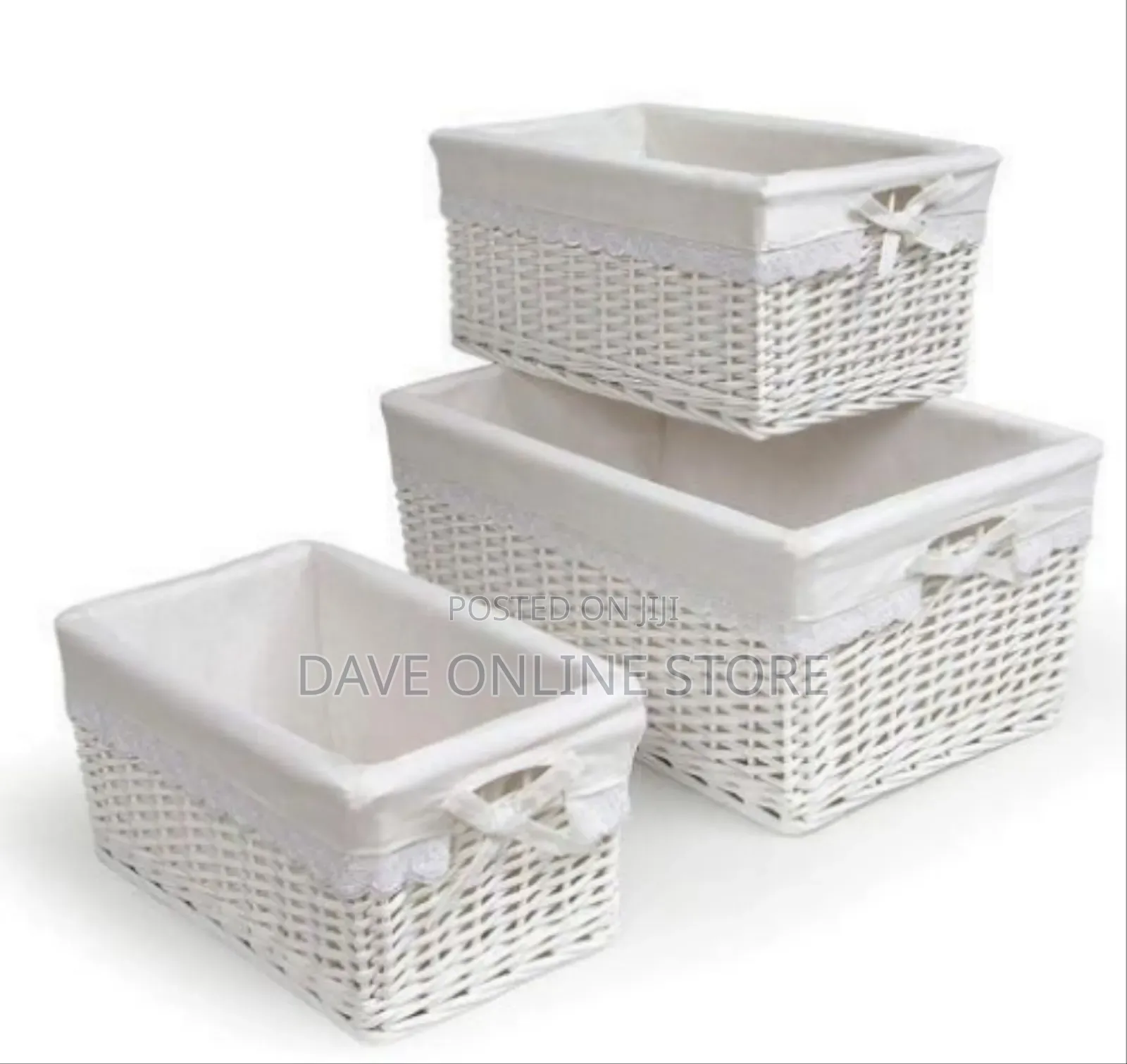 Wicker Storage Basket Set With Liners (Set of 3)