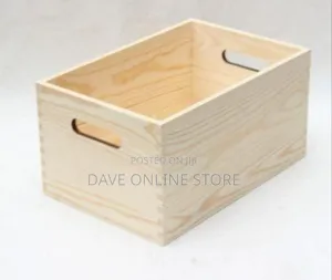 Versatile Wooden Storage Crate With Integrated Handles (2-Pack)