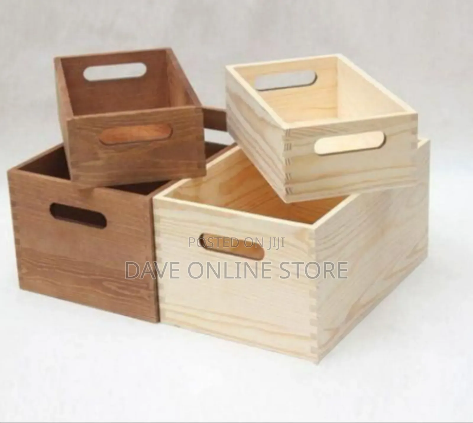 Versatile Wooden Storage Crate With Integrated Handles (2-Pack)