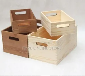 Versatile Wooden Storage Crate With Integrated Handles (2-Pack)