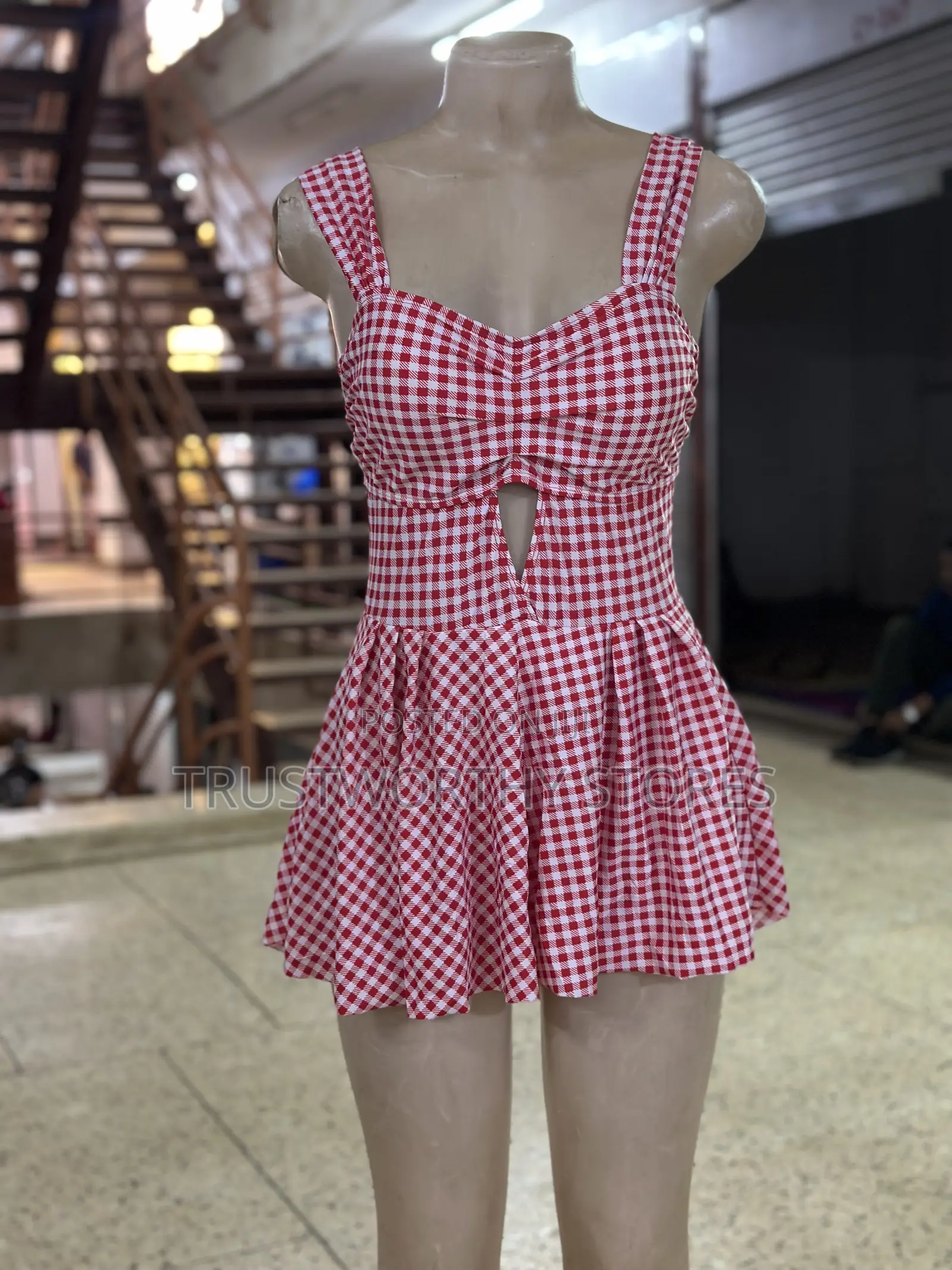 Checked Pink Small Size Swimming Costume