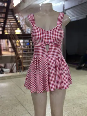Checked Pink Small Size Swimming Costume