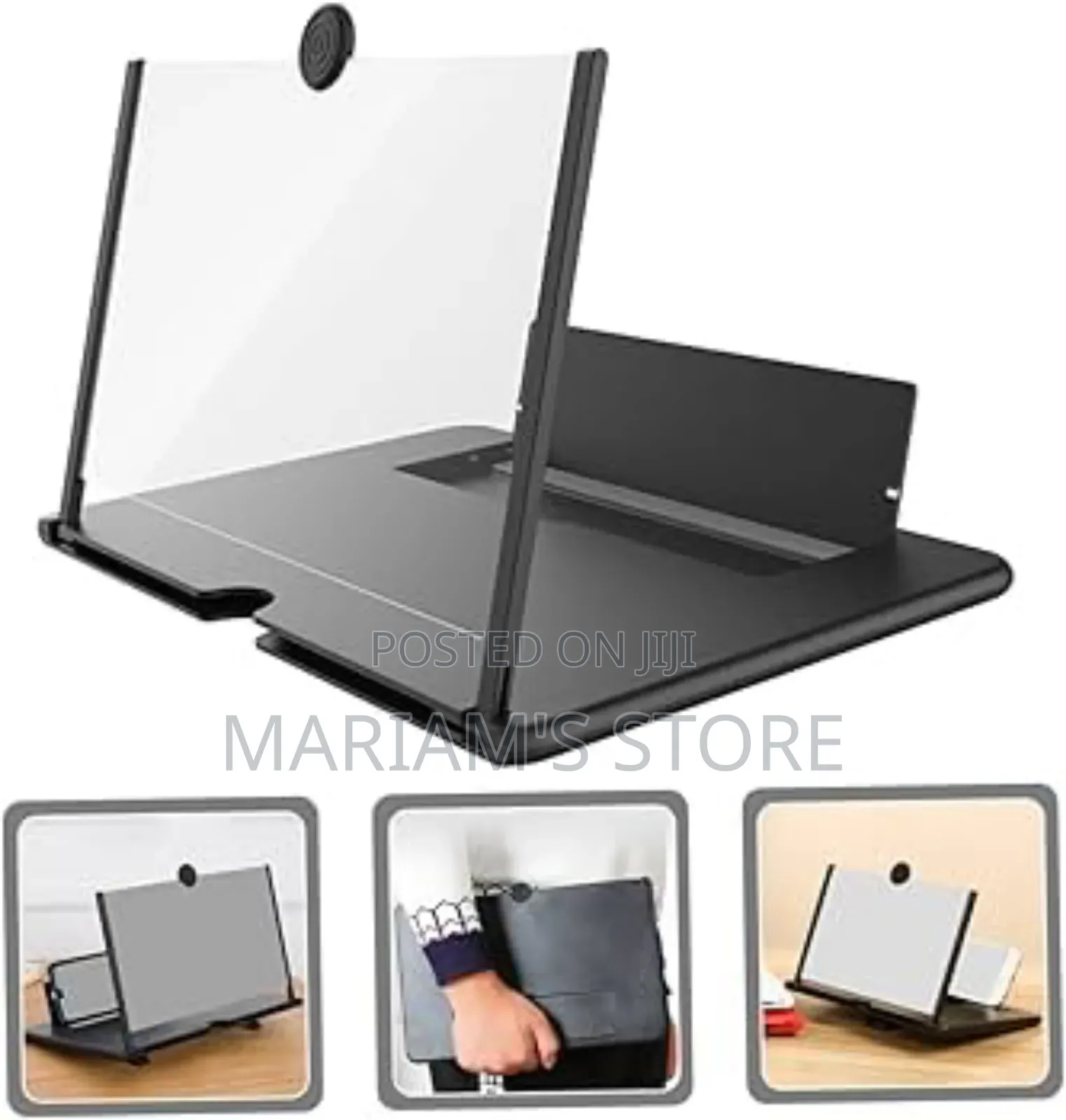 Black 3d Mobile Phone Screen Magnifier and Holder Stand.