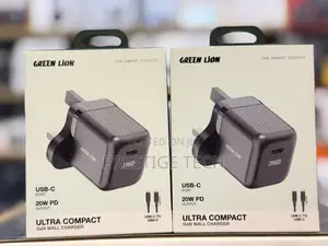Green Lion Ultra 20w Compact Gan Wall Charger With Type C Cable