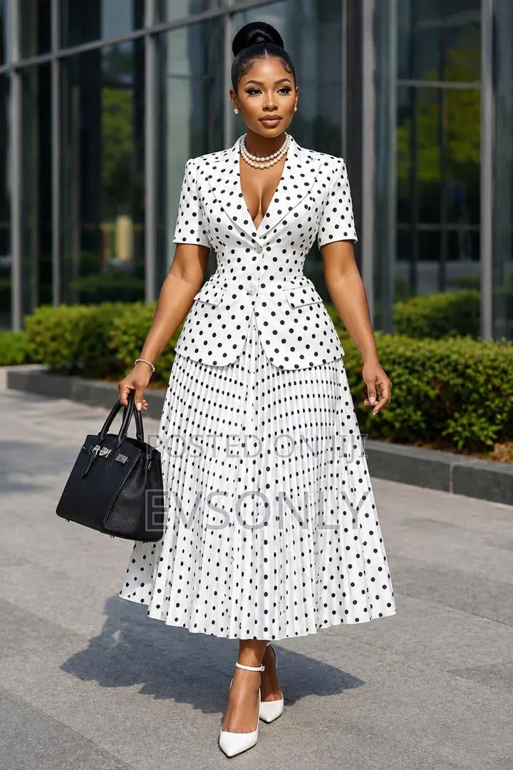 Dotted Skirt With Pleats
