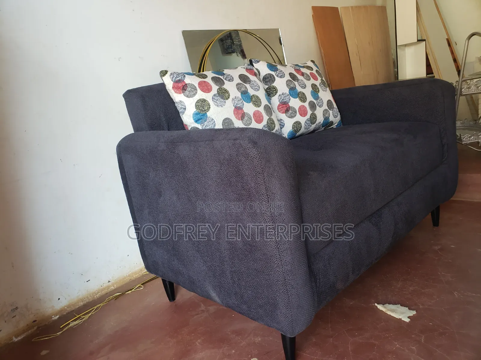 2 Seater Sofa in Dark Grey Color