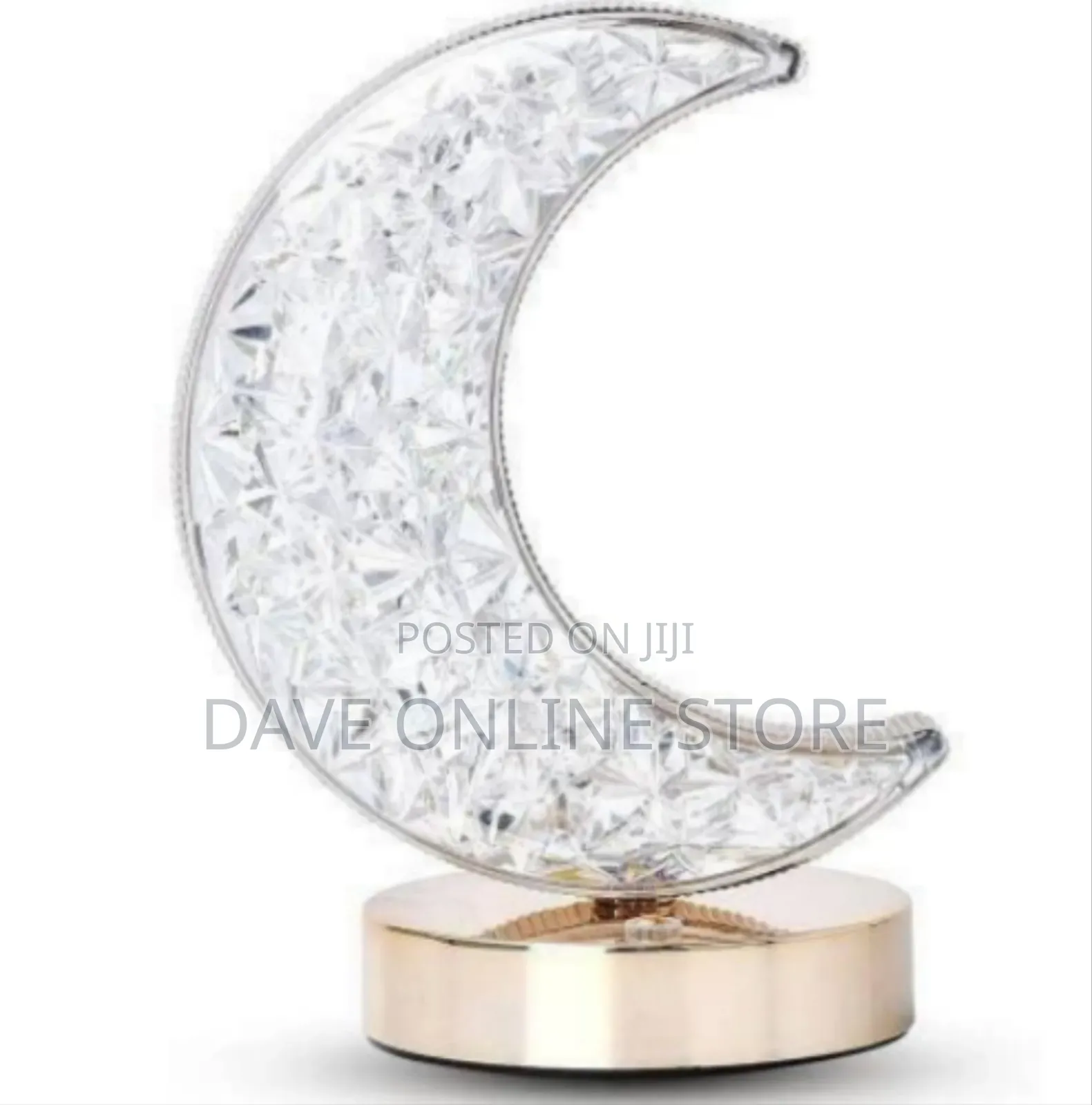 Celestial Crystal Moon Table Lamp With Metallic Base