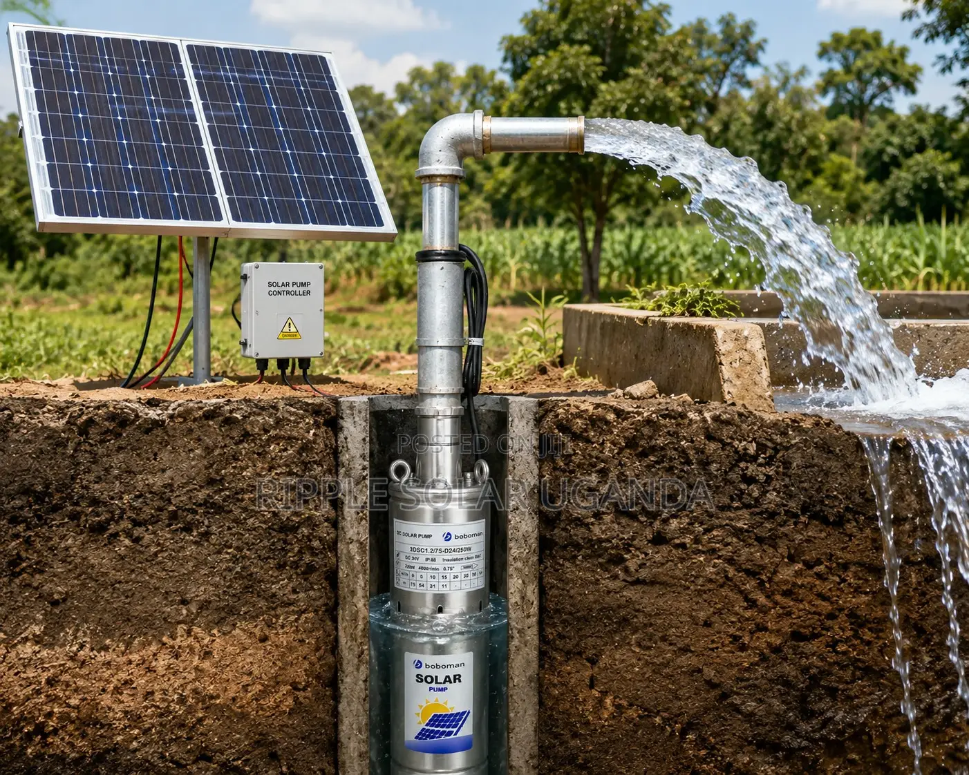 250w Solar Submersible Pump 75m Head Borehole Pump