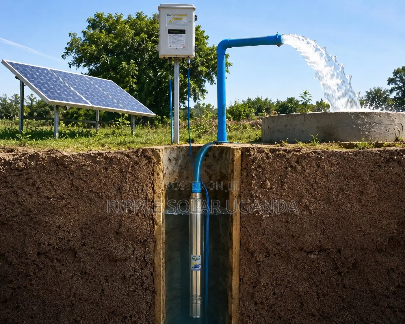 1500w Solar Borehole Pump 165m Head High Pressure Deep Well Pump