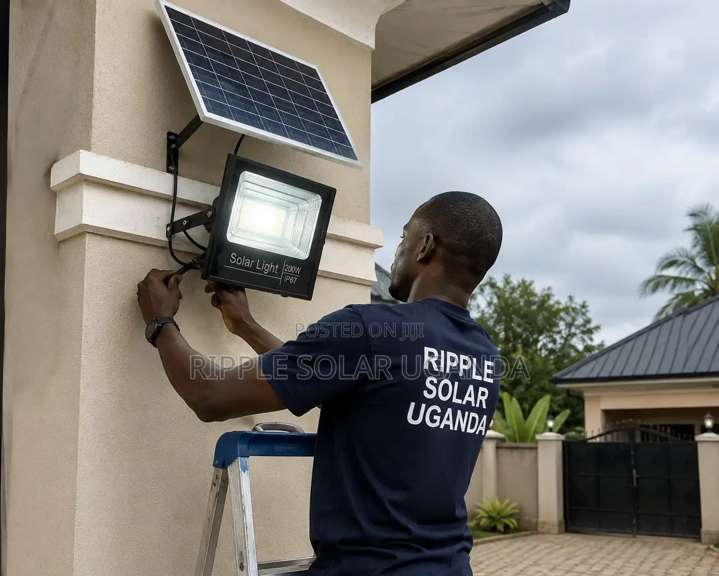 200w Solar Flood Security Light With Panel Remote Control Outdoor