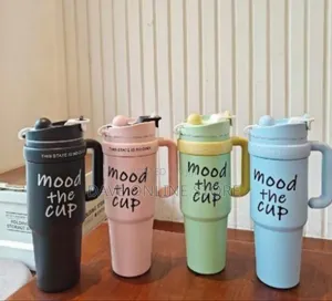 Insulated Travel Mug / Tumbler With Handle and Straw Lid - Multicolor