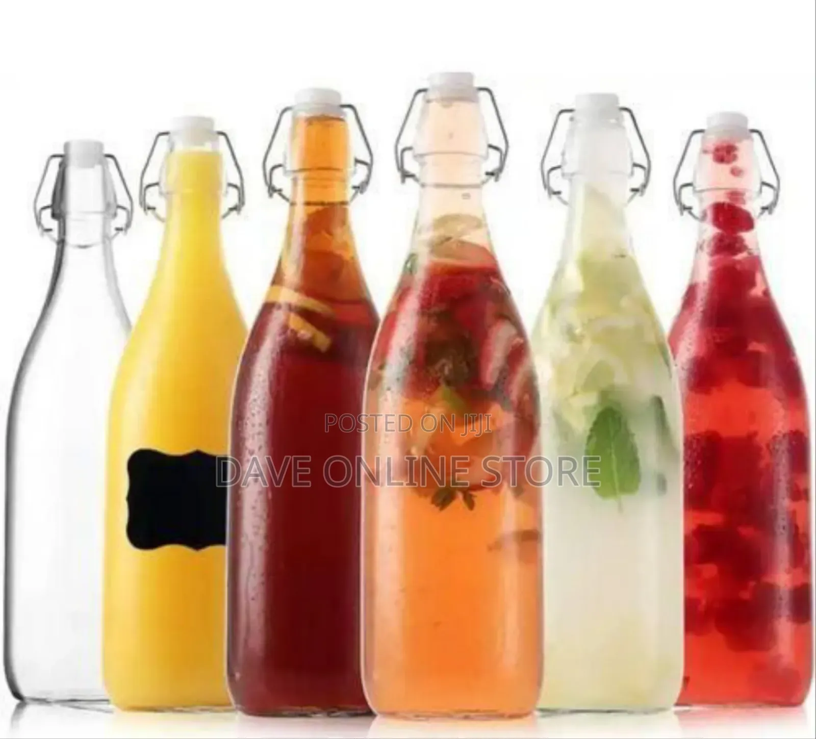 Premium Glass Flip-Top Beverage Bottles With Airtight Seal (Set of 6)