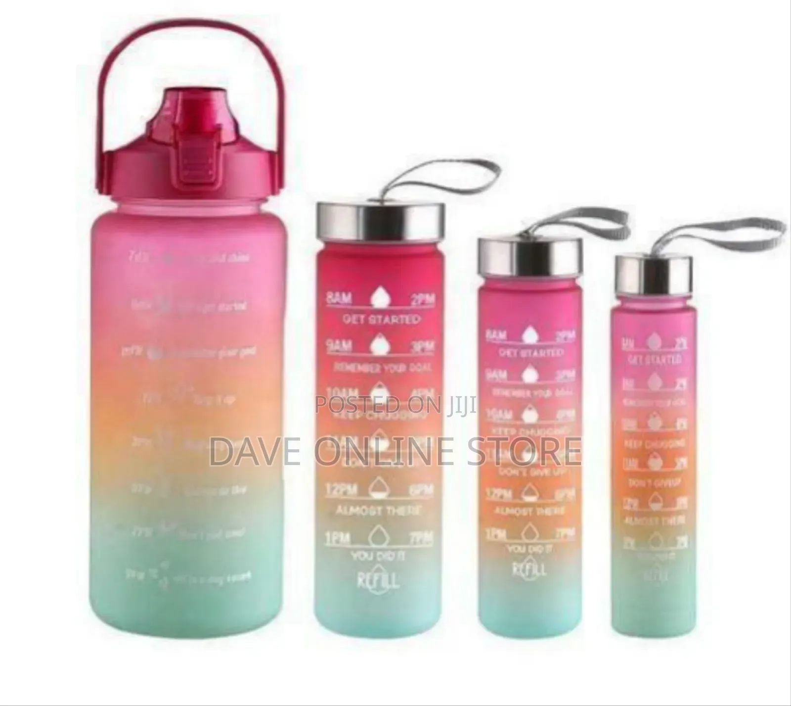 Motivational Gradient Water Bottle Set With Time Markers (Set of 4)