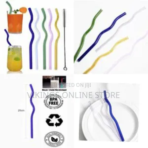 Sciencolab Coloured Glass Straw for Drinking, Zig Zag Wavy Style