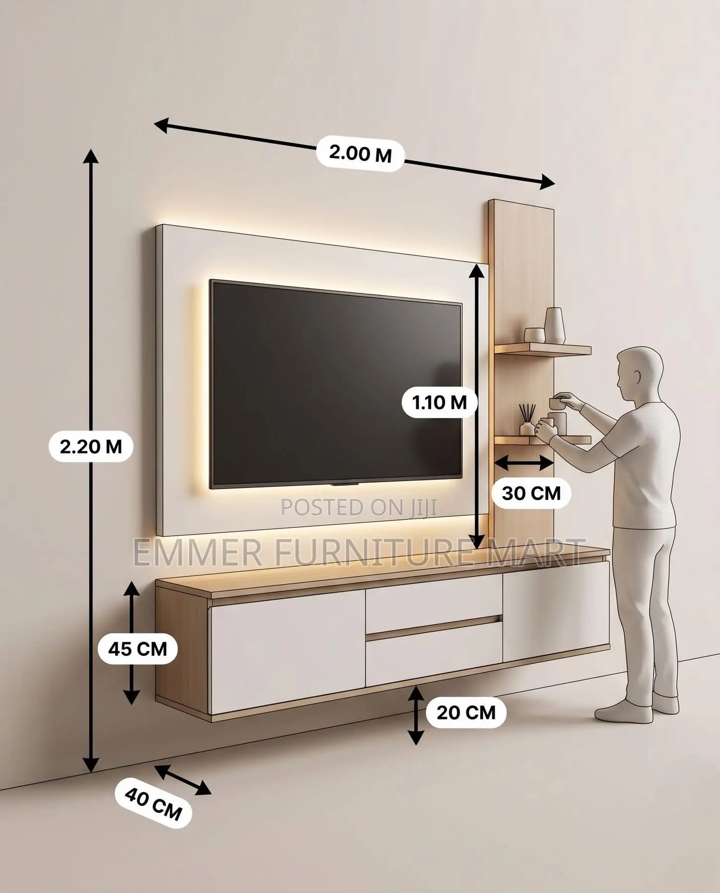 Wall Unit Tv Stand in 5 Feet Width