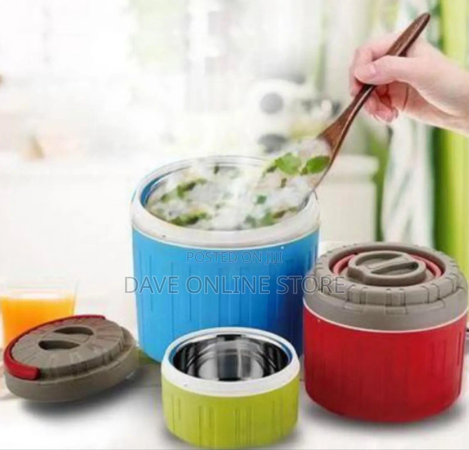 Set of 3 Vibrant Insulated Thermal Food Jars