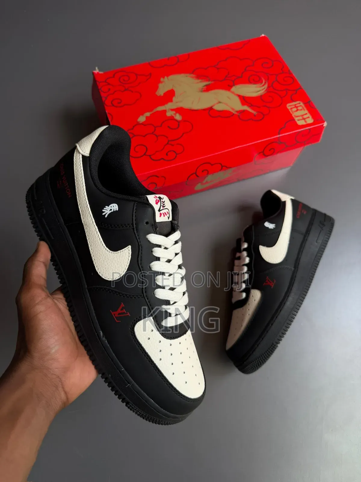 Nike Air Force 1 Sneakers. Louise Vuitton X Black and White