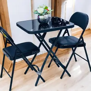 Modern Black Foldable Table and Chair Set